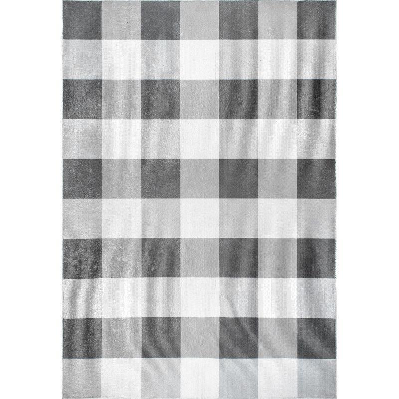 Nuloom Lucy Plaid 6x9 Machine Washable Indoor Area Rug for Living Room Bedroom Dining Room Kitchen, Grey/Ivory