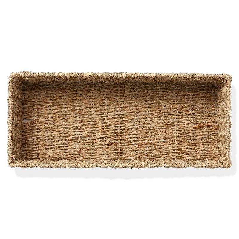 Casafield Bathroom Storage Baskets - Set of 2, Natural - Seagrass, 16" W  x 6.75" D x 4.25" H, Woven Toilet Paper, Tissue, Shelving Bins