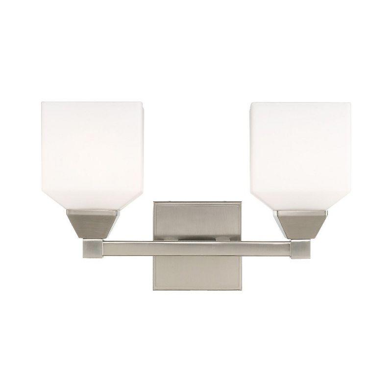 Aragon Brushed Nickel 2-Light Vanity with Satin Opal Glass