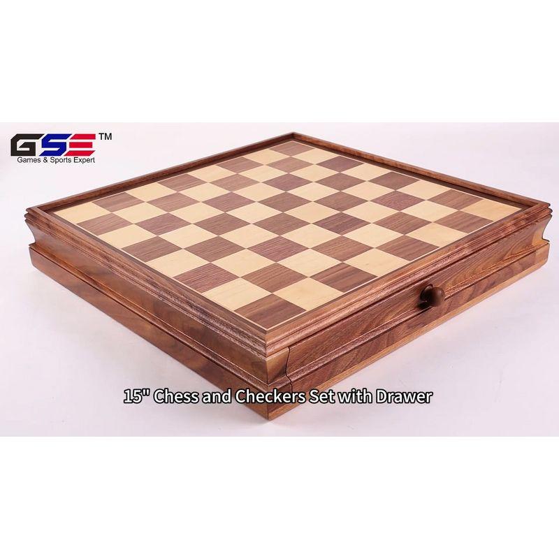 15" Large 2-in-1 Chess and Checkers Board Game Combo Set