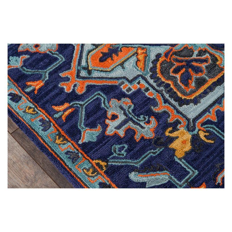 Momeni Ibiza Grant Navy 2'x3' Accent Rug: Traditional Wool Medallion, Handmade Tufted Indoor Medium Pile
