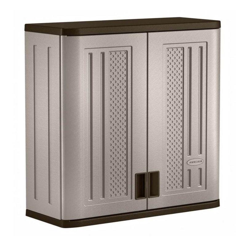 Platinum and Slate Lockable Resin Garage Storage Cabinet