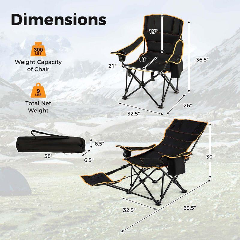 Costway 2 PCS Folding Camping Chair with Footrest Adjustable Backrest Padded Cushion