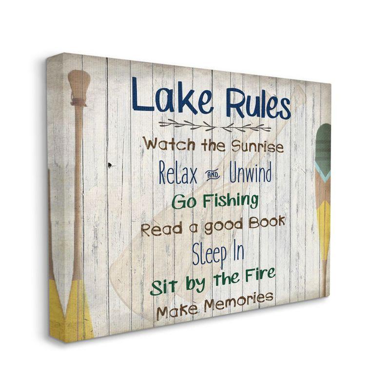 Stupell Industries Lake Rules Text Lakehouse Forest Outdoor Activity List Gallery Wrapped Canvas Wall Art, 24 x 30