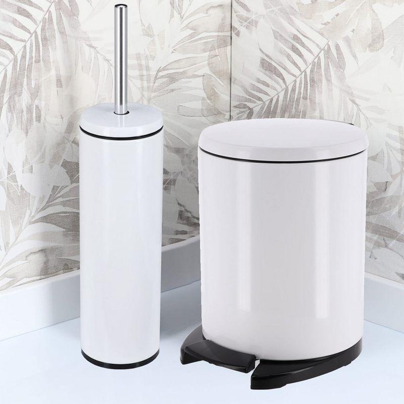 Evideco Soft Close Lid Round Metal Step on Trash Can Waste Basket  6-liters-1.6-gal.
