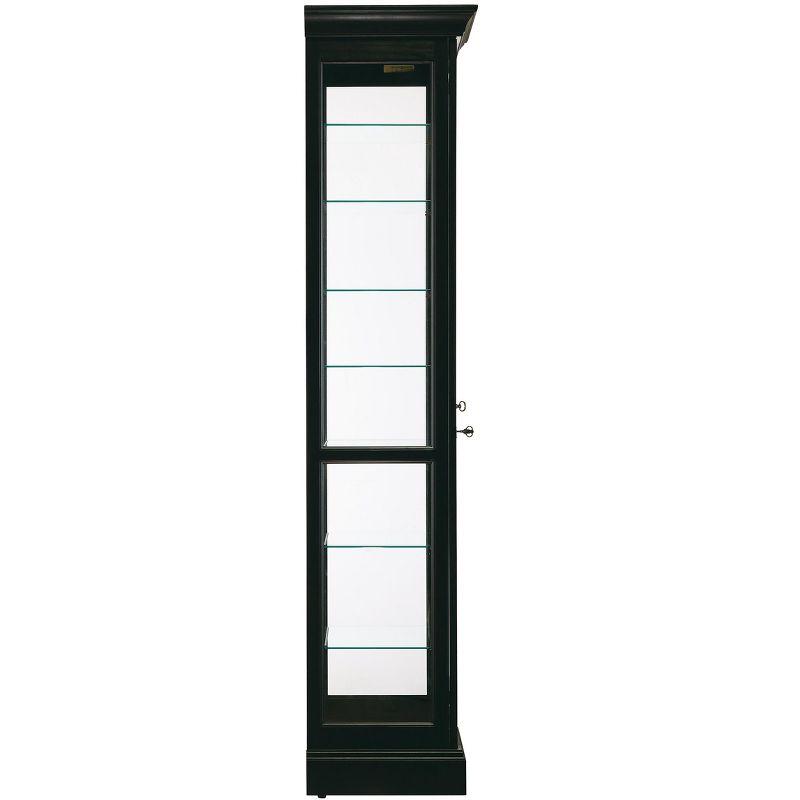 Traditional Black Satin Lighted Curio Cabinet with Adjustable Shelves