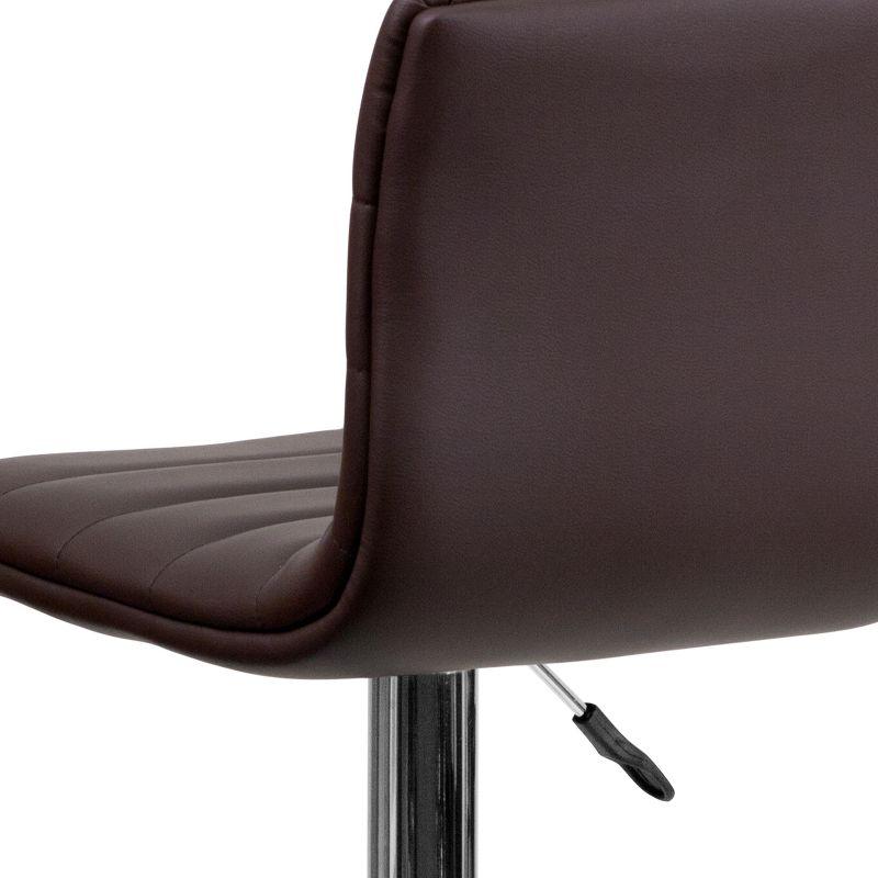 Flash Furniture Modern Brown Vinyl Adjustable Bar Stool with Back, Counter Height Swivel Stool with Chrome Pedestal Base