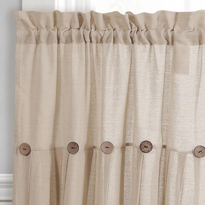 Lush Decor Linen Button Cotton Blend Tailored 29'' W Cafe Curtain (Set of 2)