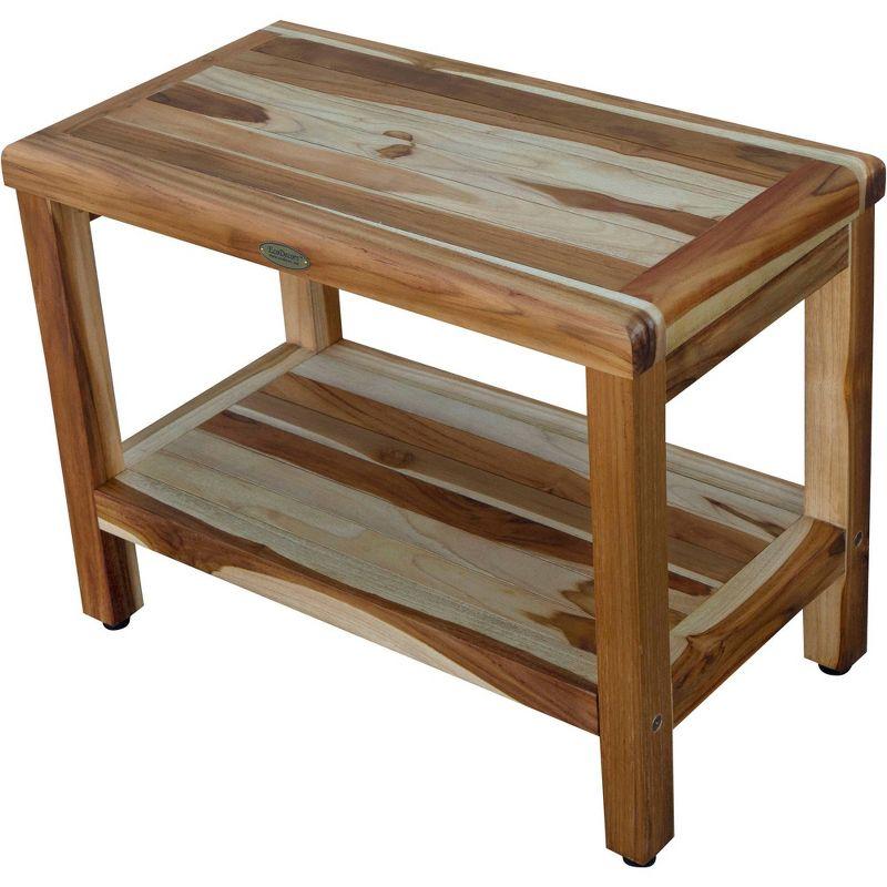 24&#34; Eleganto ED1001 Wide Teak Shower Bench with Shelf - EcoDecors