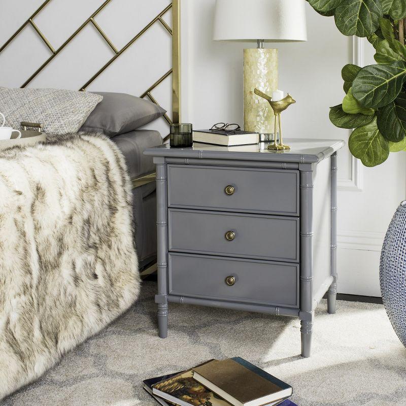 Mina 3 Drawer Nightstand - NST3500 - Grey/Gold - Safavieh
