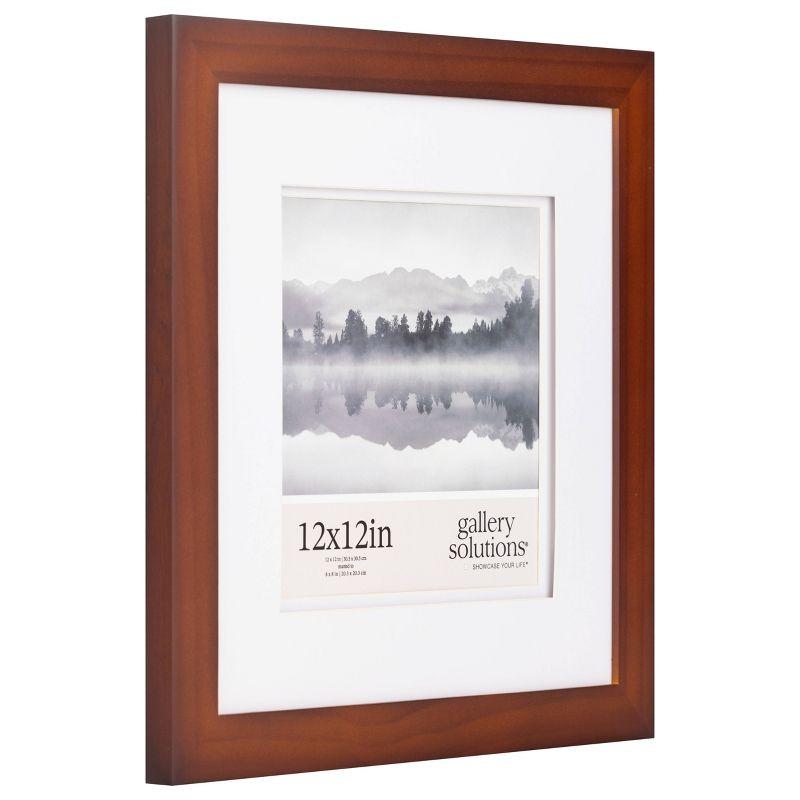 Gallery Solutions 12"x12" Wide Double Mat 8"x8" Photo Frame Walnut Brown