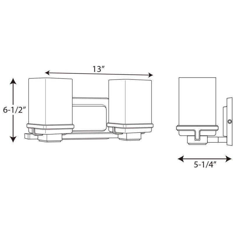 Progress Lighting Metric 2-Light Bath & Vanity, Brushed Nickel, Etched Opal Glass Shade