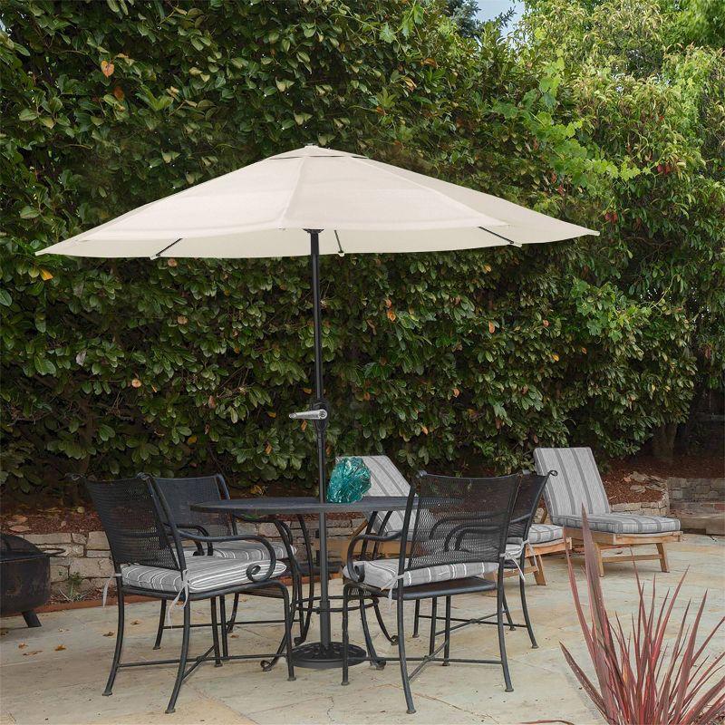 9-Foot Tan Aluminum Patio Umbrella with Auto Crank