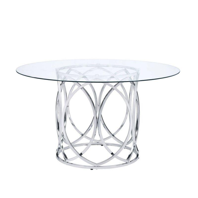 Marcy Round Dining Table Chrome - Picket House Furnishings: Tempered Glass, Modern Style, Seats 4