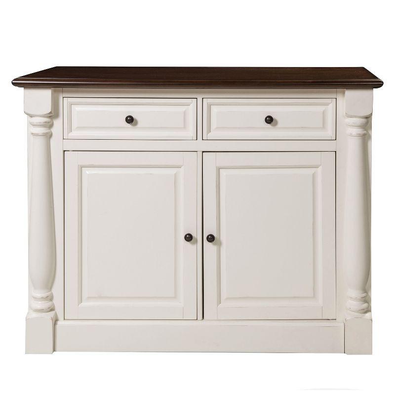 Elegant Distressed White Carved Sideboard with Adjustable Shelves