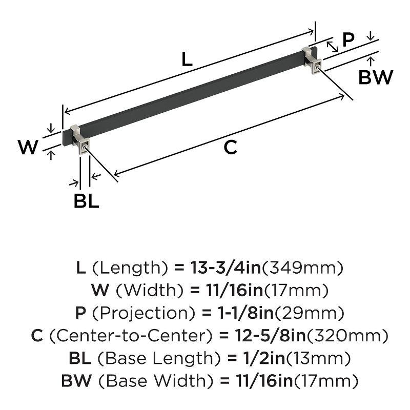 Amerock Overton 12-5/8 inch (320mm) Center-to-Center Brushed Matte Black/Satin Nickel Cabinet Pull