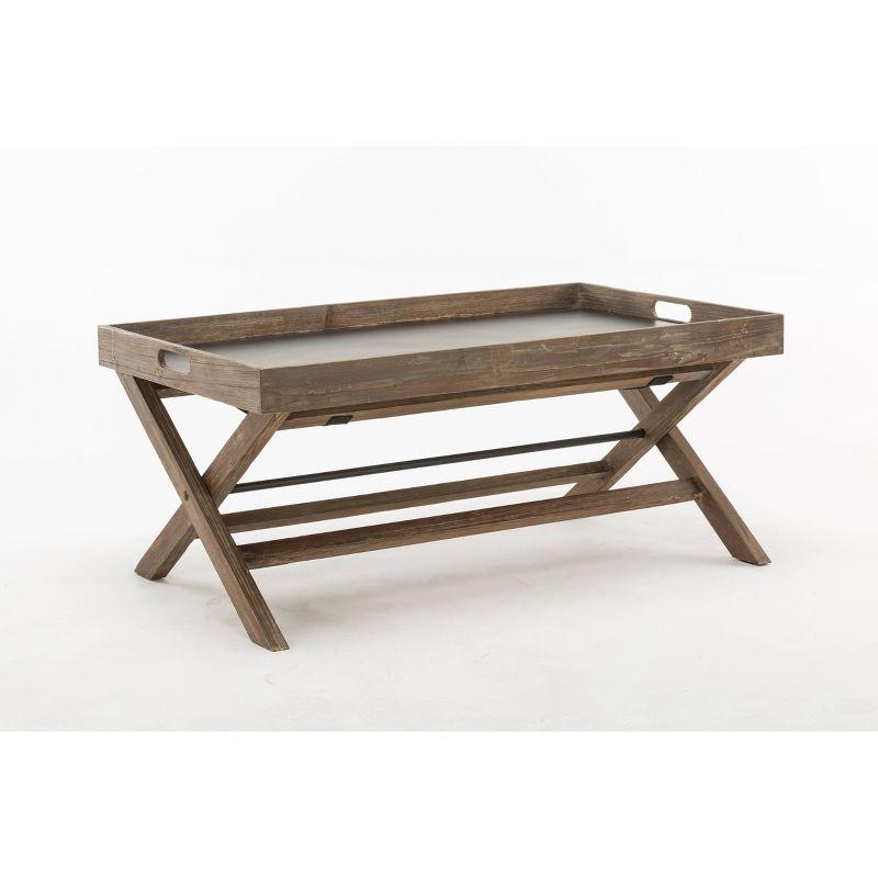 Lisa Wood Coffee Table Brown - Boraam: Removable Tray, X Cross Base, Reclaimed Fir Wood