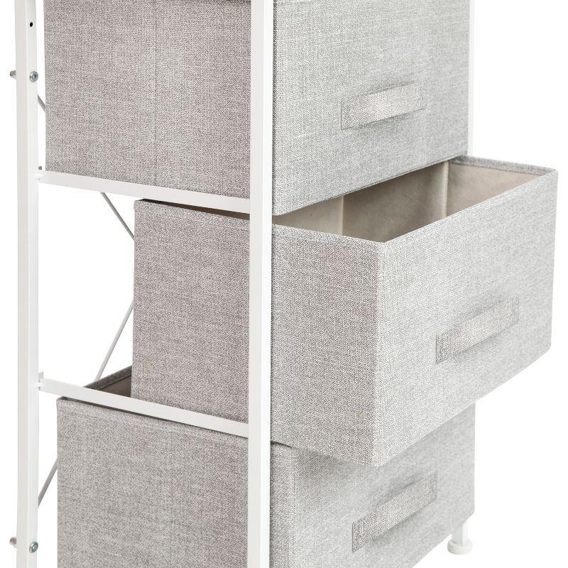 Malone 3 Drawer Vertical Storage Dresser with Wood Top & Fabric Pull Drawers