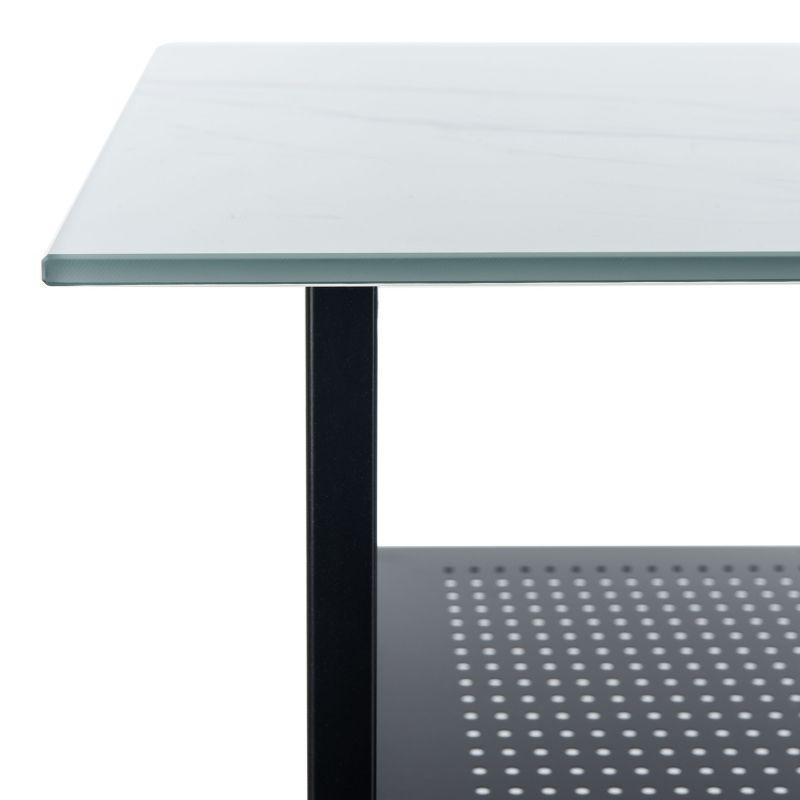 Xyla 3 Shelf Glass Top Desk - White/Black - Safavieh