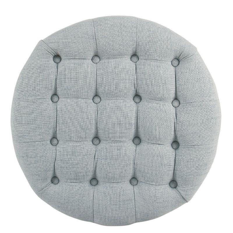 Large Tufted Round Storage Ottoman - HomePop