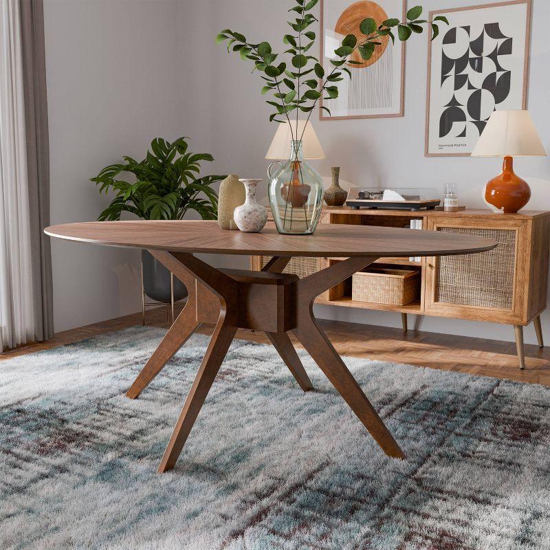 HOMES: Inside + Out 54" Pearlcrest Mid-Century Modern Modern Oval Dining Table Walnut
