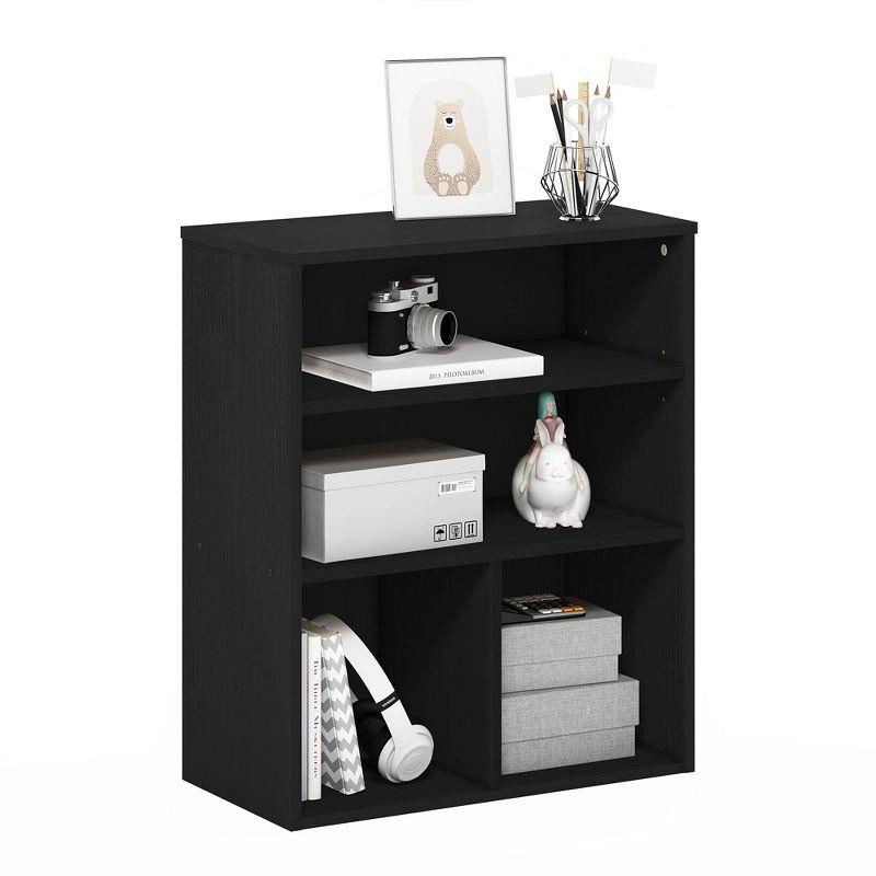 Furinno 3-Tier Open Bookcase Multipurpose Display Rack 3-Cube Storage Bookshelf Cabinet with Adjustable Shelves,Black Oak