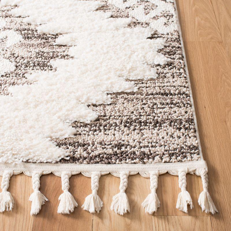 Moroccan Tassel Shag MTS652 Power Loomed Indoor Runner Rug - Ivory/Brown - 2'3"x6' - Safavieh