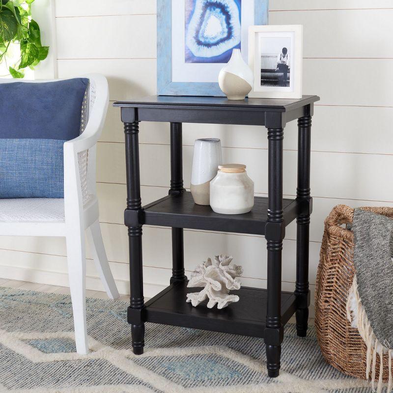 Cassie Classic Black Wood 3-Shelf End Table