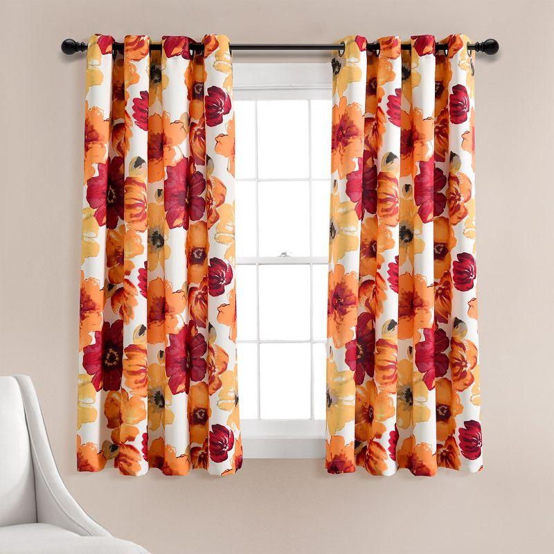 Lush Décor Leah Light Filtering Window Curtain Panels Red/Orange 52X63 Set