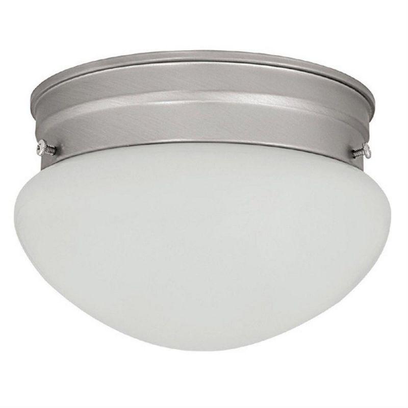 Matte Nickel 2-Light Flush Mount with White Glass Bowl