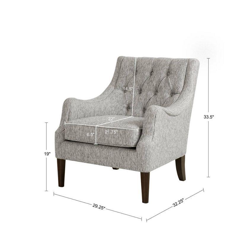 Elegant Gray Handcrafted Wood Accent Chair with Button Tufted Back