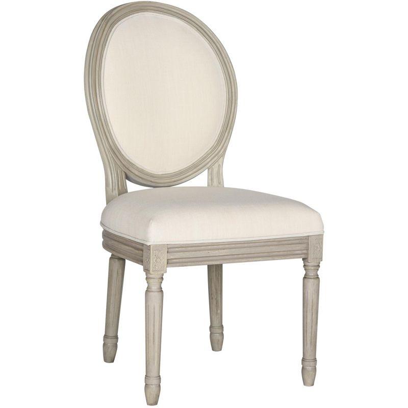 Holloway 19" H French Brasserie Oval Side Chair (Set of 2) - FOX6228 - Light Beige/Rustic Grey - Safavieh Couture
