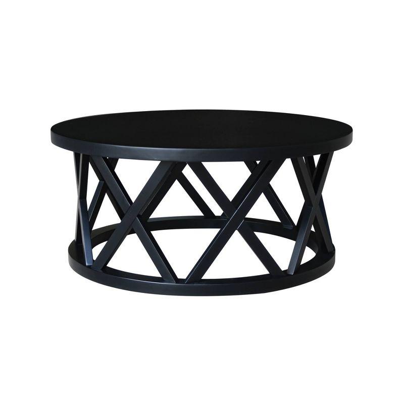 40" Ceylon Round Coffee Table Black - International Concepts: Hardwood Frame, Spot Clean, 18" Height