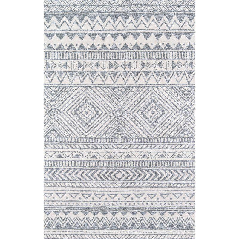 Handmade Geometric Gray Wool Rectangular Accent Rug