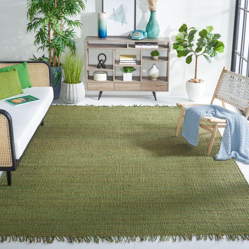 Boho Farmhouse Handwoven Green Jute 8' Square Rug