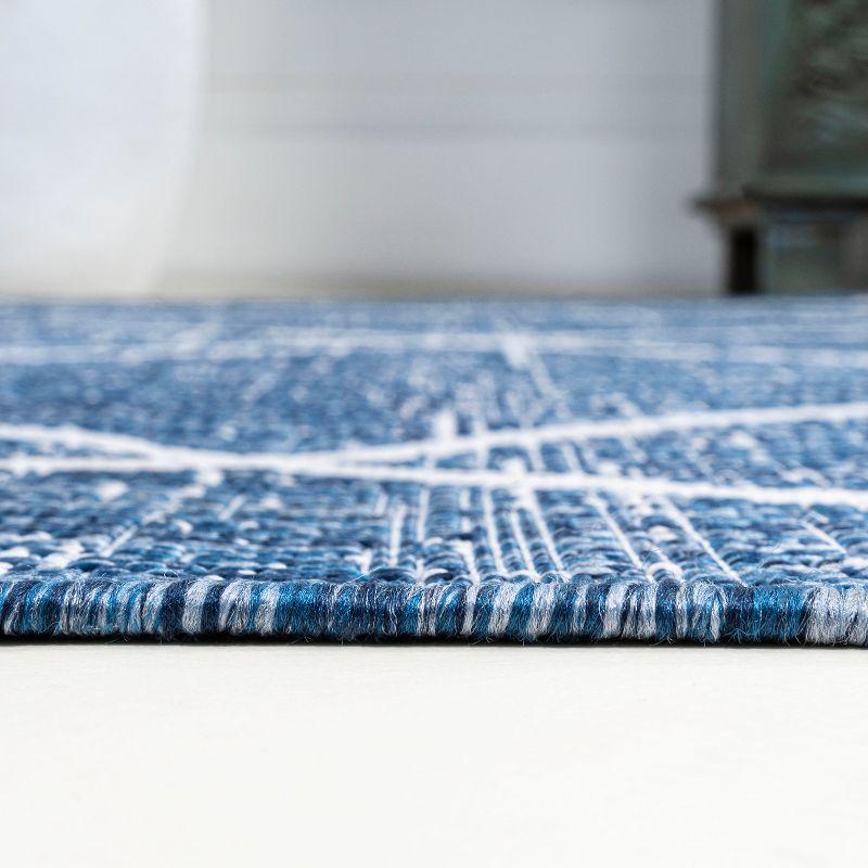 2'x8' Carwa  Diamond Trellis Indoor/Outdoor Runner Rug, Blue/Ivory - JONATHAN Y
