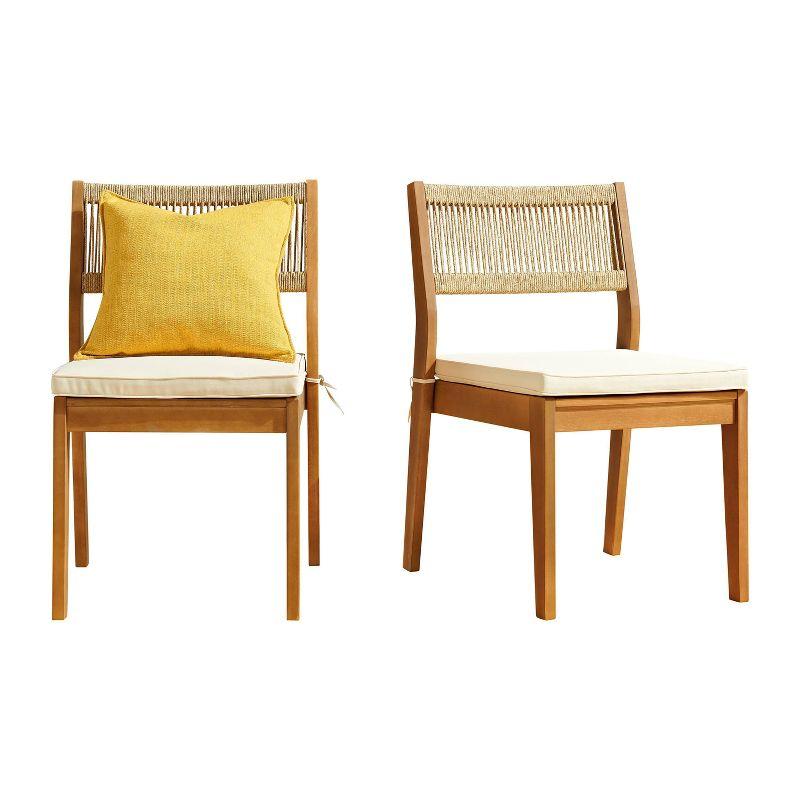 Alaterre Furniture 2pc Barton Outdoor Weather Resistant Stackable Dining Chairs with Cushions