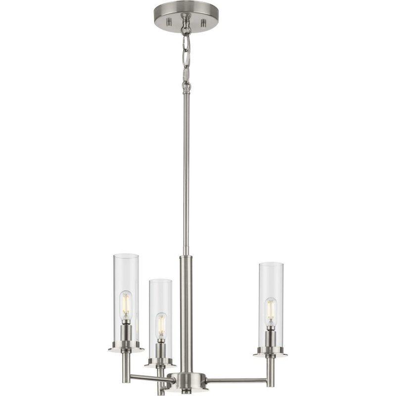 Progress Lighting, Kellwyn, 3-Light, Semi-Flush Mount Ceiling Light, Brushed Nickel, Clear Glass Shade