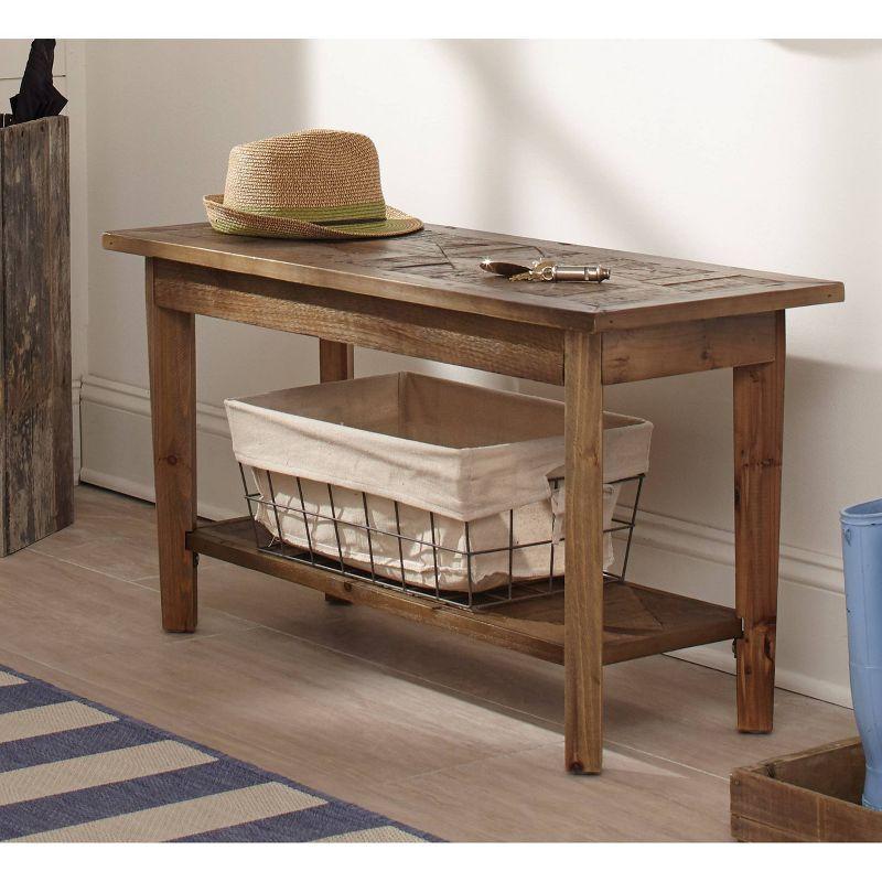 Revive Natural Reclaimed Wood Bench with Bottom Storage Shelf