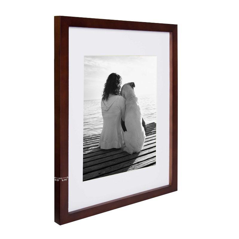 DesignOvation Gallery Rectangle Wood Wall Frame, 11x14 matted to 8x10, Walnut Brown