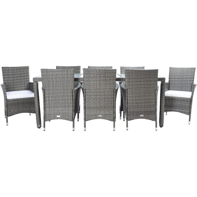 Safavieh Hailee 8 - Person Wicker Patio Dining Set with Rectangular Table , Cushions Included