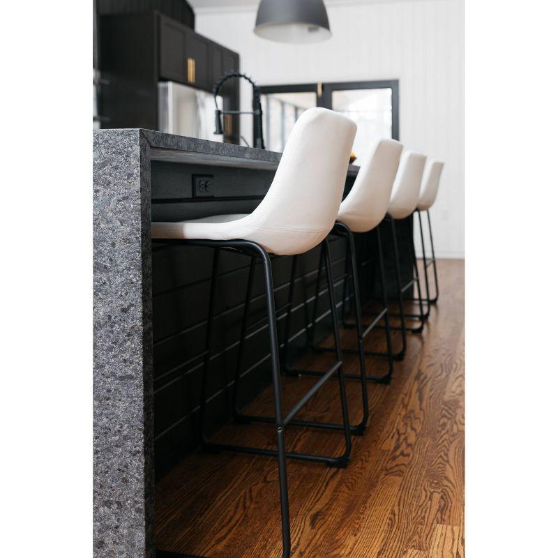 Centiar Pub Height Barstool White: Vintage Faux Leather, Metal Base - Signature Design by Ashley