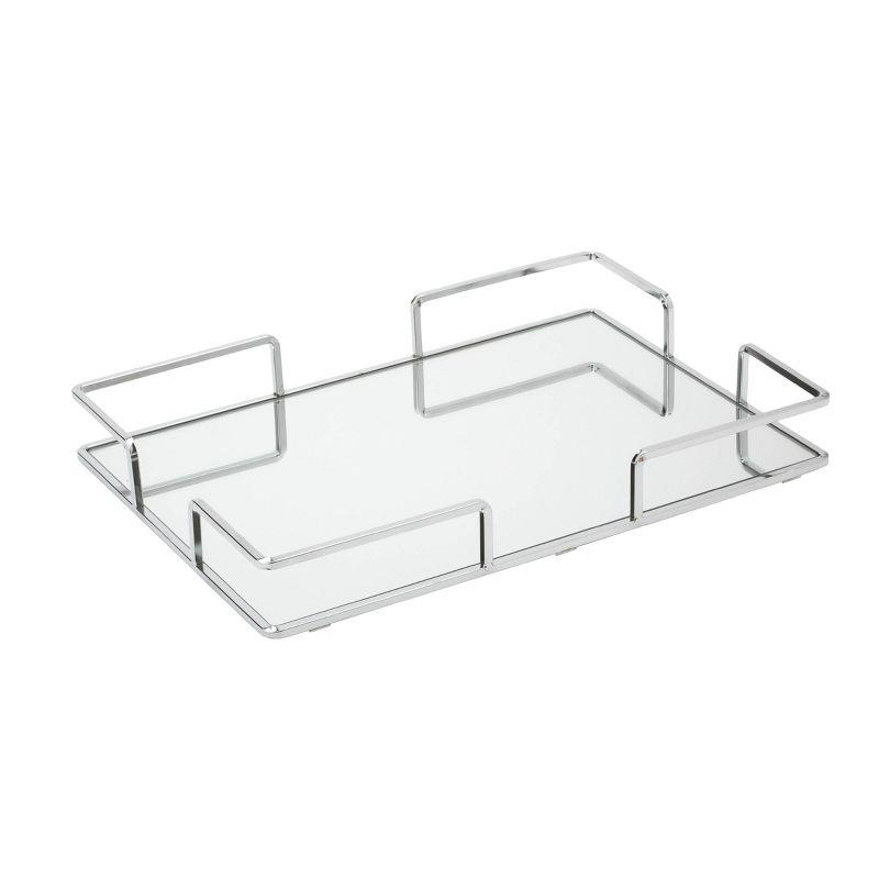 Home Details Modern Square Design Bathroom Tray Chrome : Microfiber, Machine Washable, Non-Slip Backing