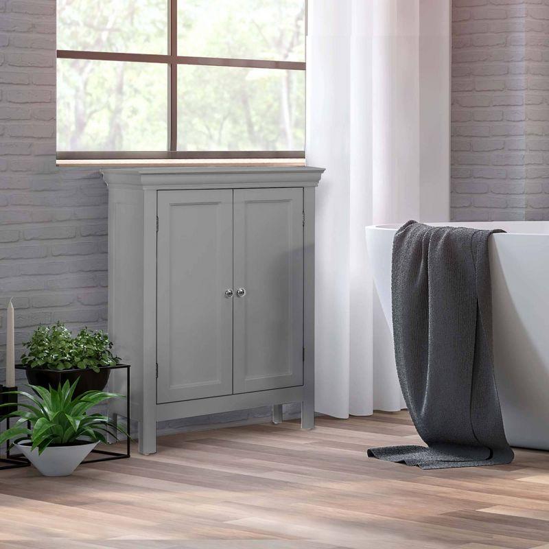 Teamson Home Stratford Contemporary Freestanding Bath Storage Cabinet Gray : Microfiber, Machine Washable, Non-Slip Backing
