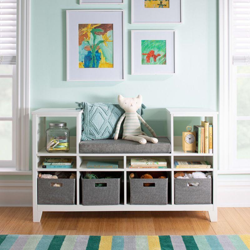 Creamy White Kids' Reading Nook with Storage Bins