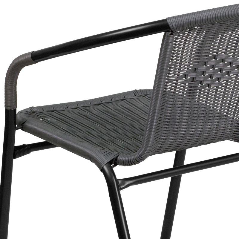 Gray Rattan Stackable Patio Dining Chairs, Set of 2