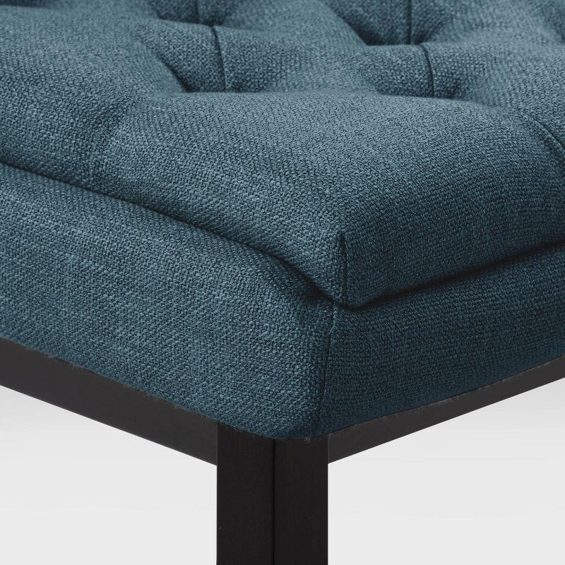 Set of 2 Boston Tufted Fabric Barstools Navy Blue - CorLiving: Counter Height, Rubberwood Legs, Padded Back