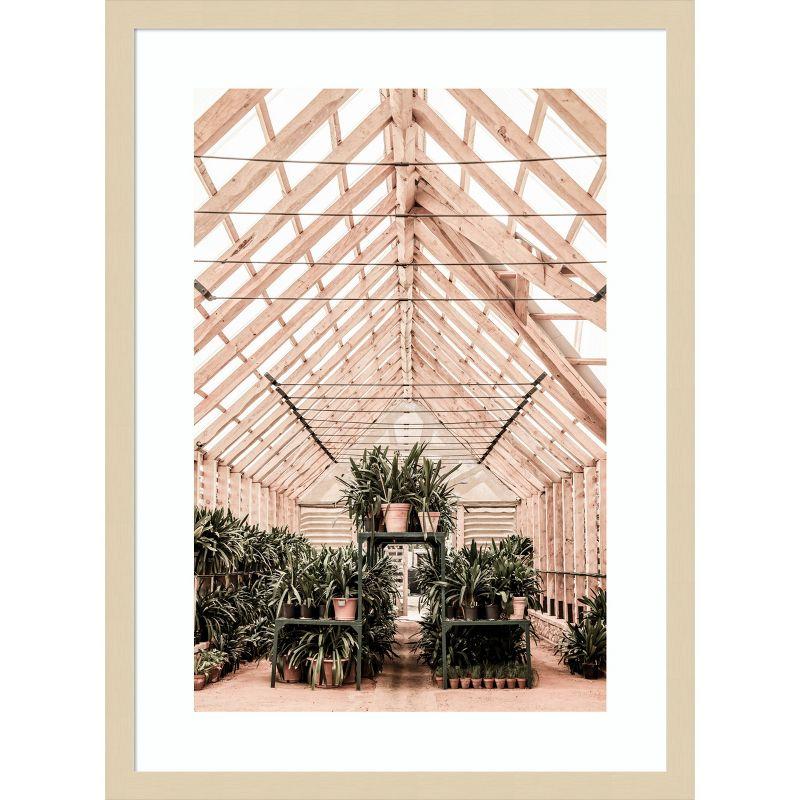 Natural Wood Framed Greenhouse Botanical Wall Art Print