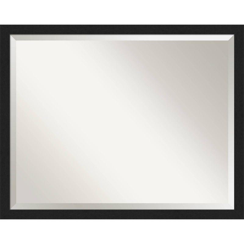 30" x 24" Grace Narrow Brushed Framed Bathroom Vanity Wall Mirror Black - Amanti Art: Wall Mount, Polystyrene Frame