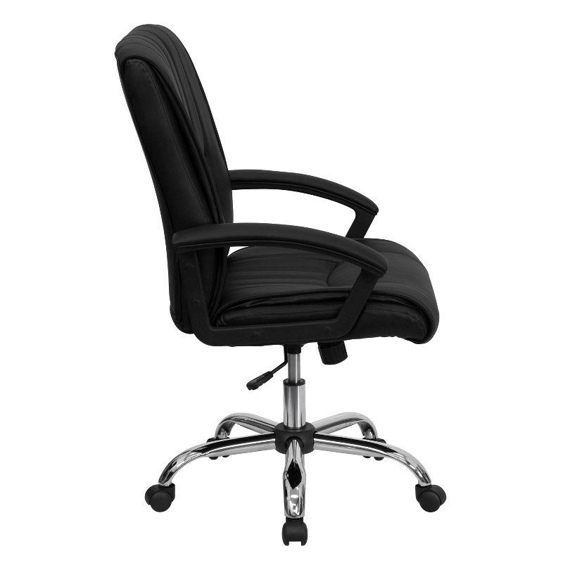 Flash Furniture Mid-Back Black LeatherSoft Swivel Manager's Office Chair with Arms